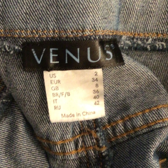 VENUS Dark Blue Off-Shoulder Denim Jumpsuit    Size 2 - Picture 3 of 10